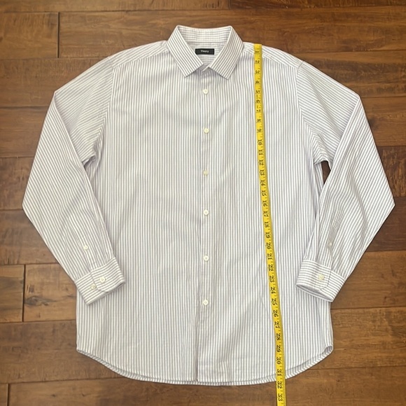 Theory mens lilac White Plaid Buttons Down Shirt Size 17 R - Picture 3 of 11